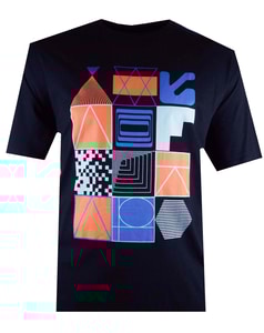 Spionage T-Shirt mit abstraktem geometrischem Print, Marineblau